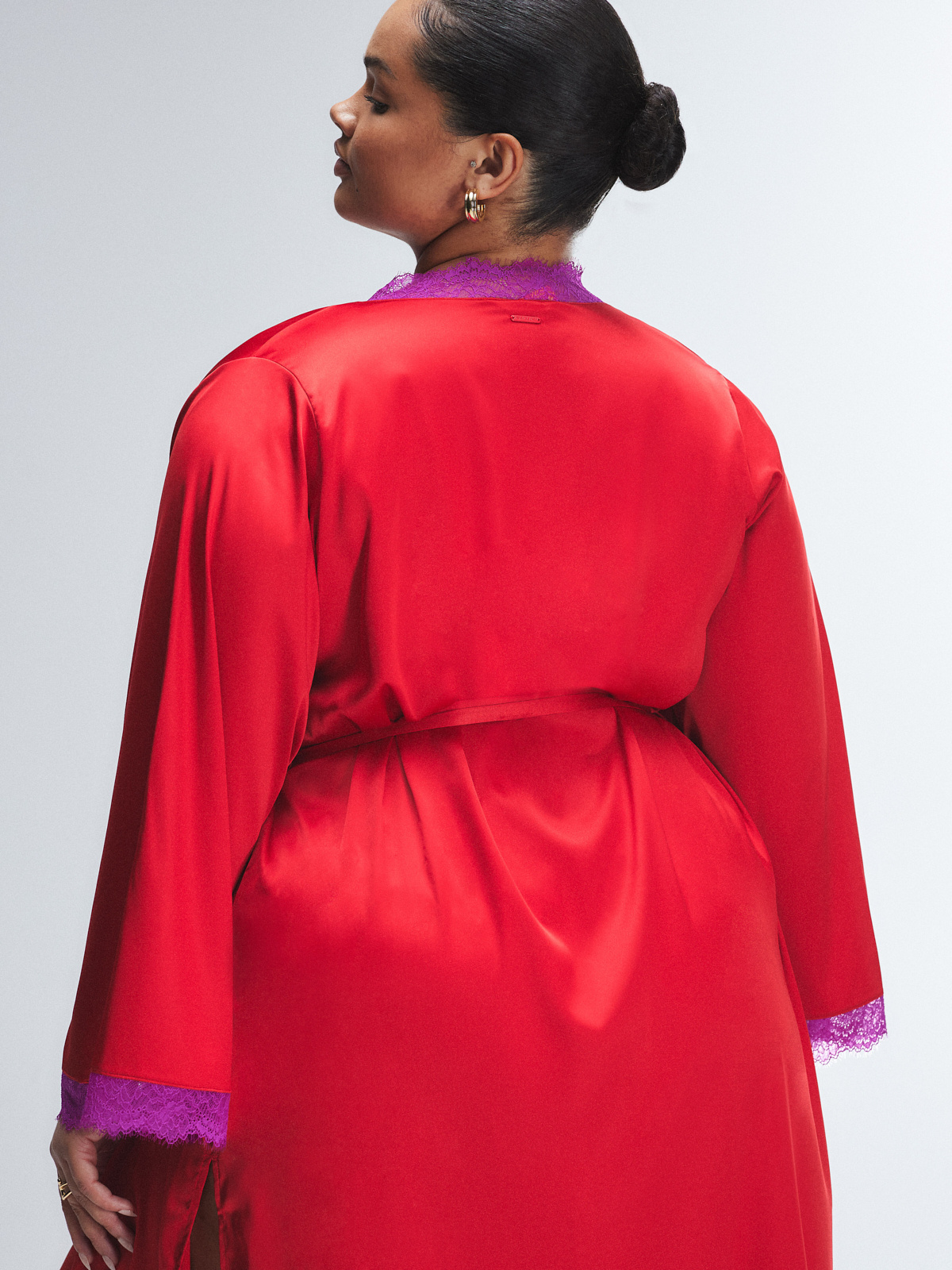 Nite Shade Lace-Trim Sleep Robe in Multi & Red | SAVAGE X FENTY