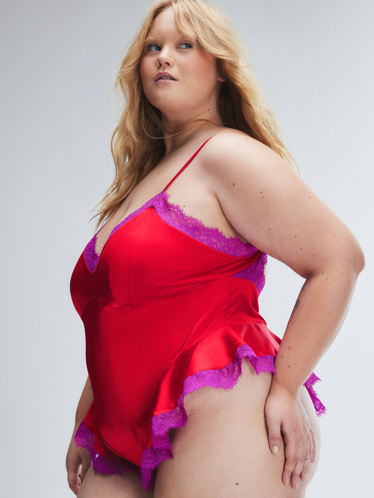 Fire & Desire Lace-Trim Sleep Teddy in Multi & Red | SAVAGE X FENTY