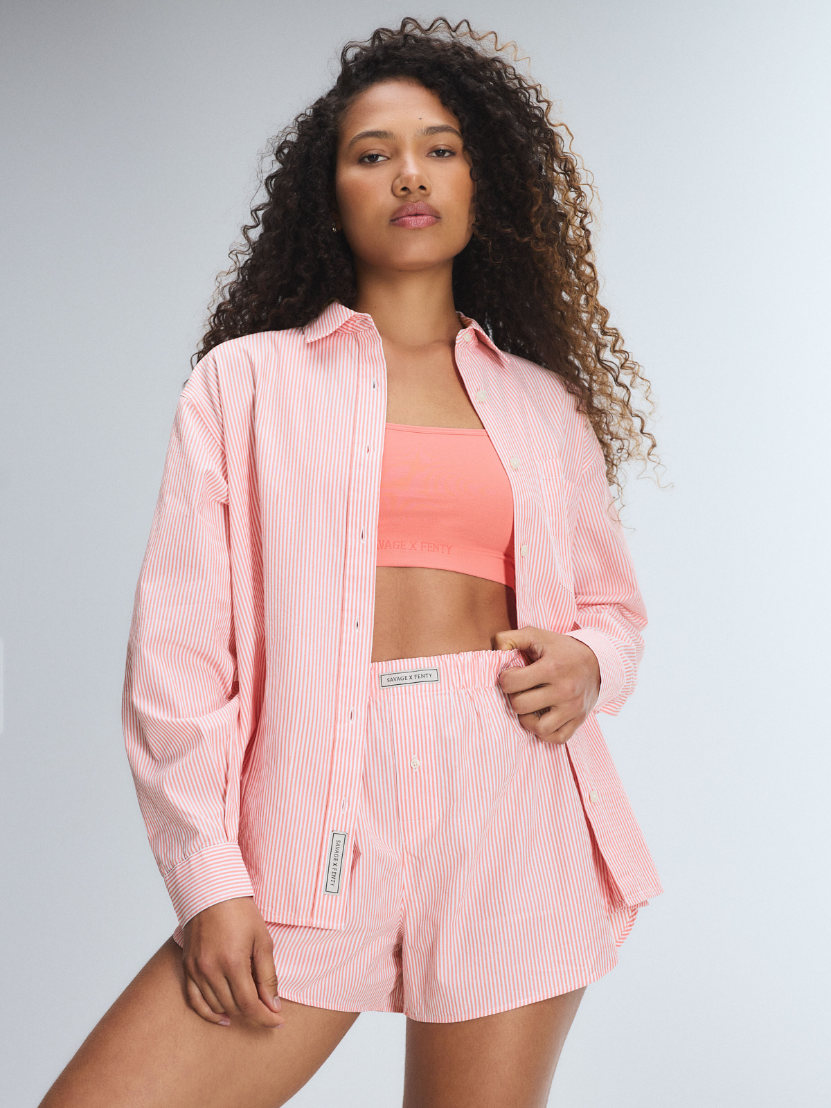 Kickback Casuals Sleep Button-Down Shirt in Pink | SAVAGE X FENTY