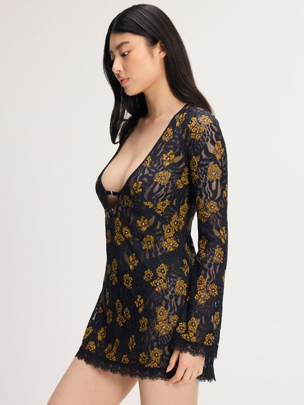 Feline Floral Shift Dress