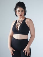 Lace Up Low-Impact Sports Bra in Black
