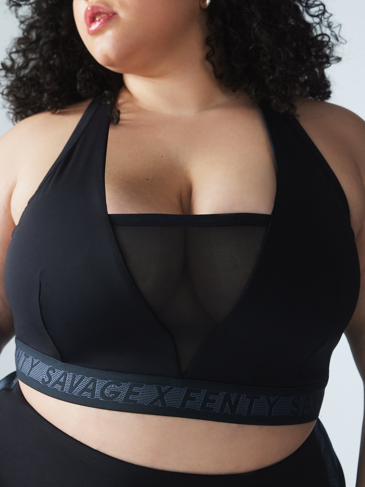 Savage X Women's X Mesh Medium-Impact Sports Bra, Black Caviar