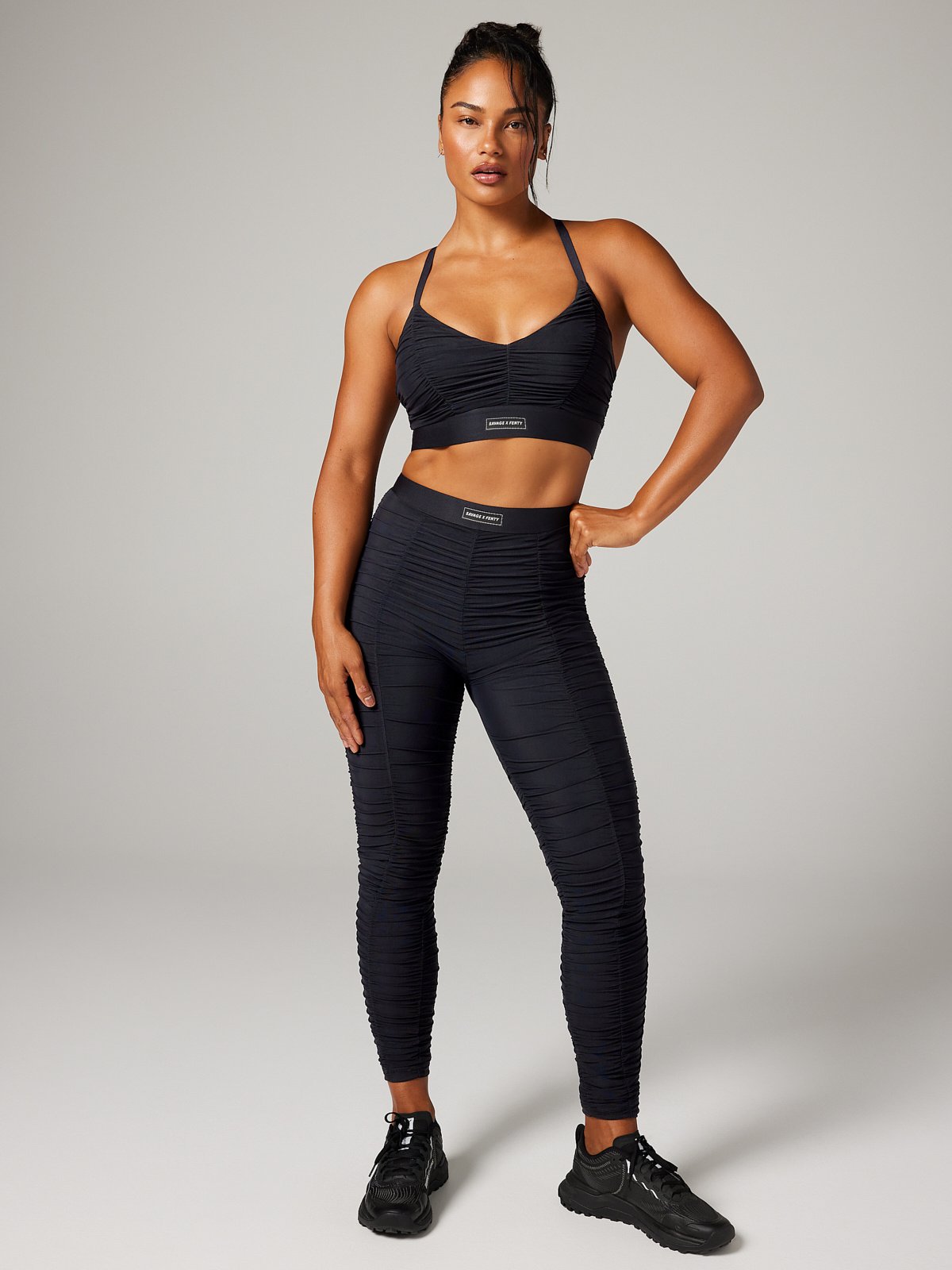 Ruche Hour Low-Impact Sports Bra in Black