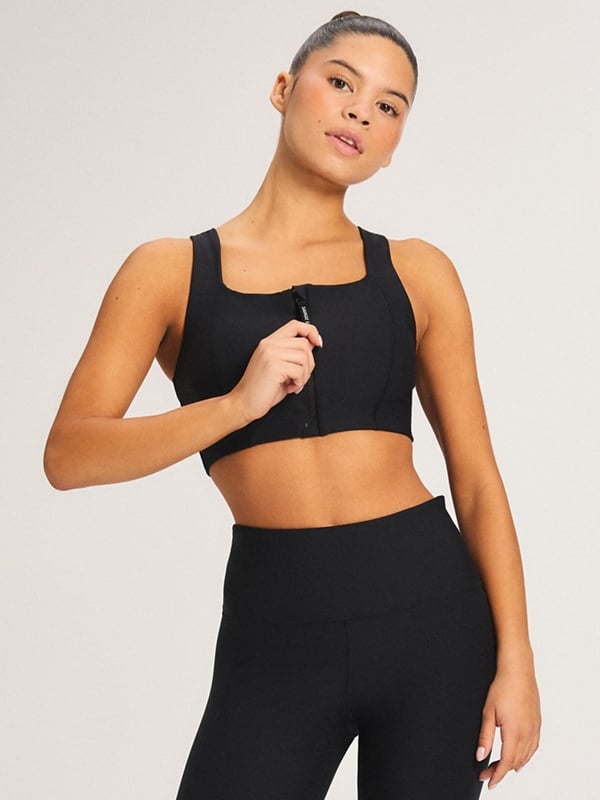 Running Hot Medium-Impact Zip-Front Sports Bra