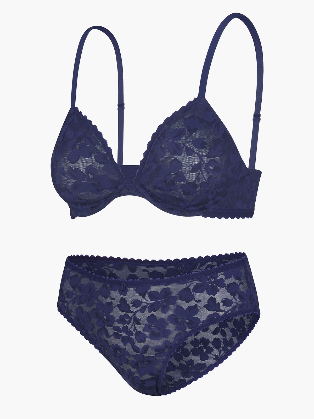 Lavish Lace Plunge Bra 2-Piece Set