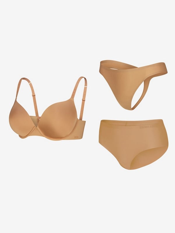New Microfiber Plunge Bra 3-Piece Set