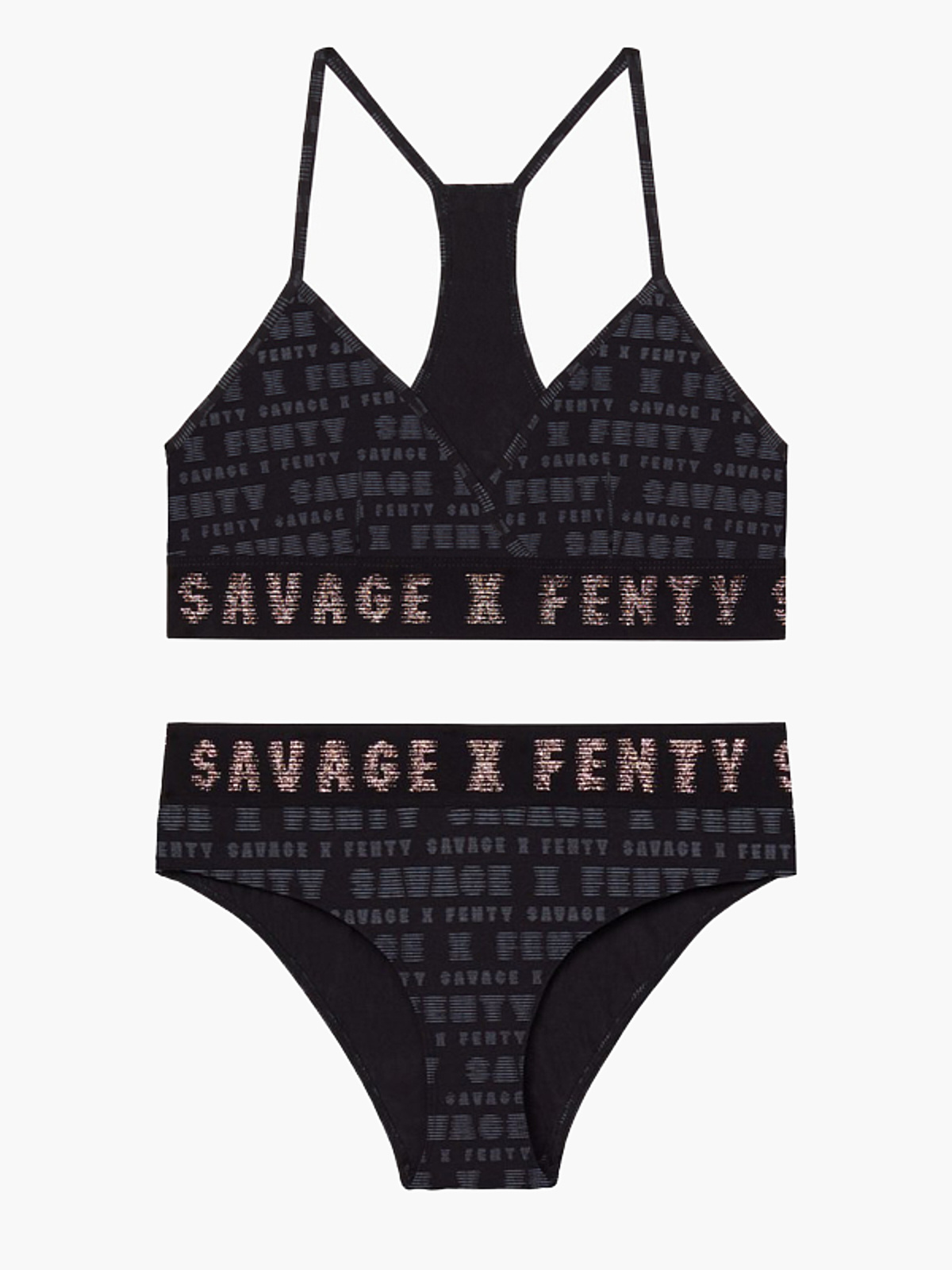 Savage x Fenty cotton logo bralette in black