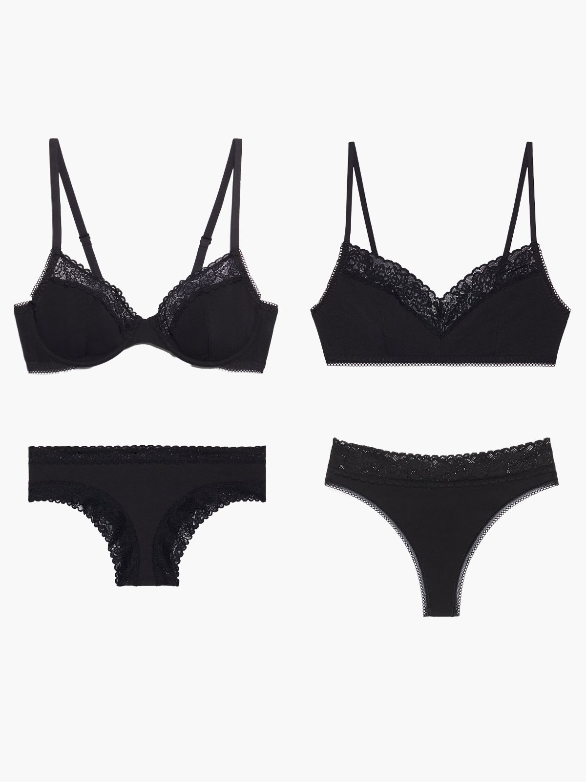 black cotton bra and panty set
