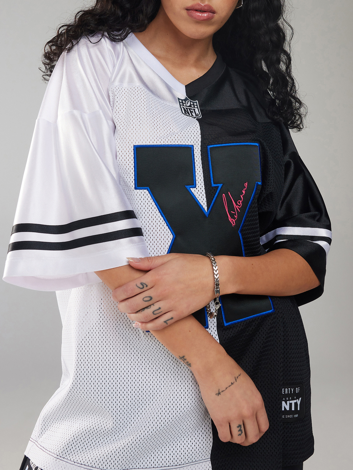 Limited-Edition LVII Two-Tone Varsity Fashion Jersey with NFL Logo