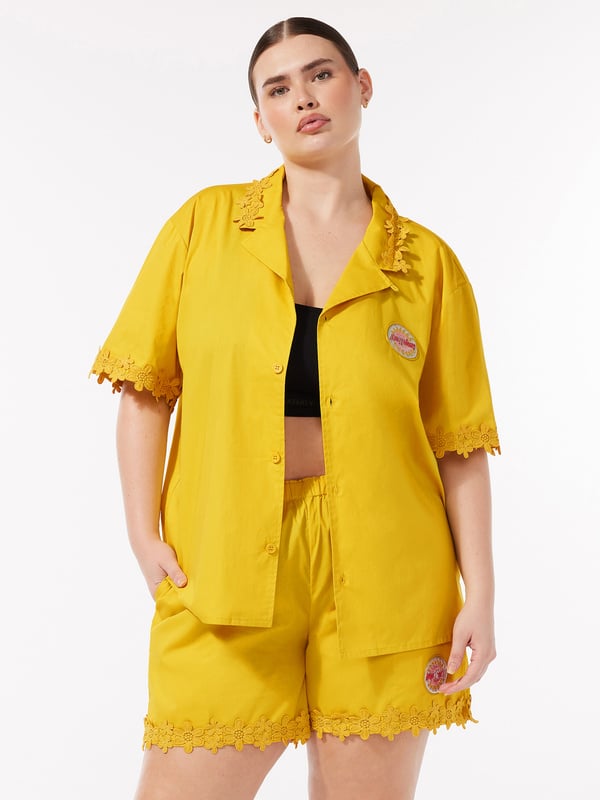 Leisure X Floral-Trim Shirt
