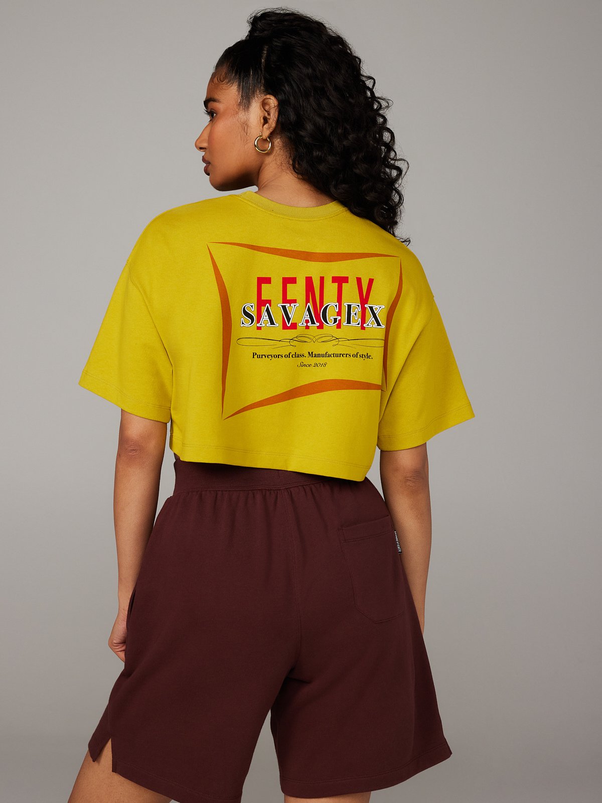 Xssential Heavy Jersey Back Page Cropped Tee in Gold & Yellow | SAVAGE X FENTY