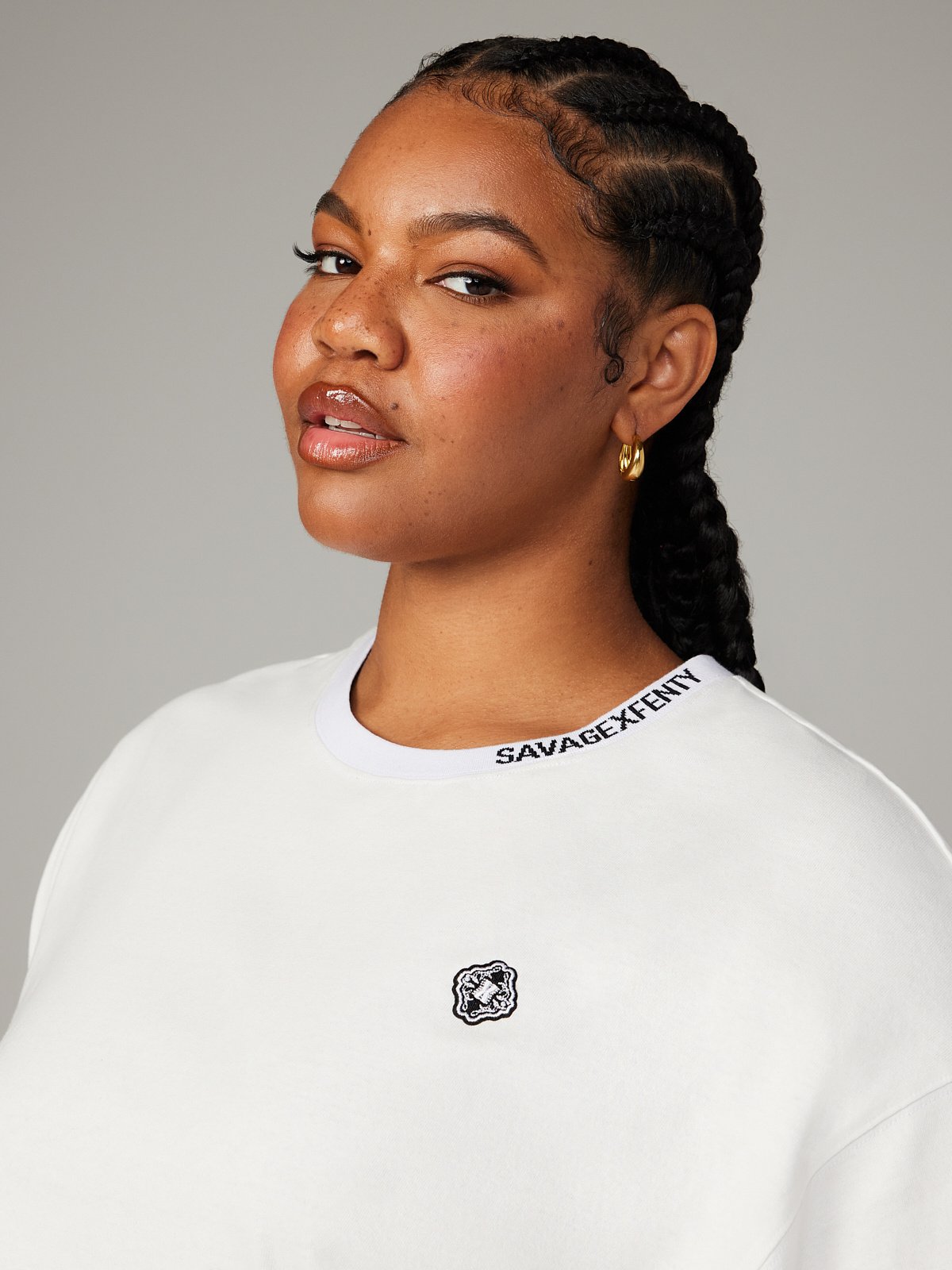Xssential Heavy Jersey Back Page Cropped Tee in White | SAVAGE X FENTY