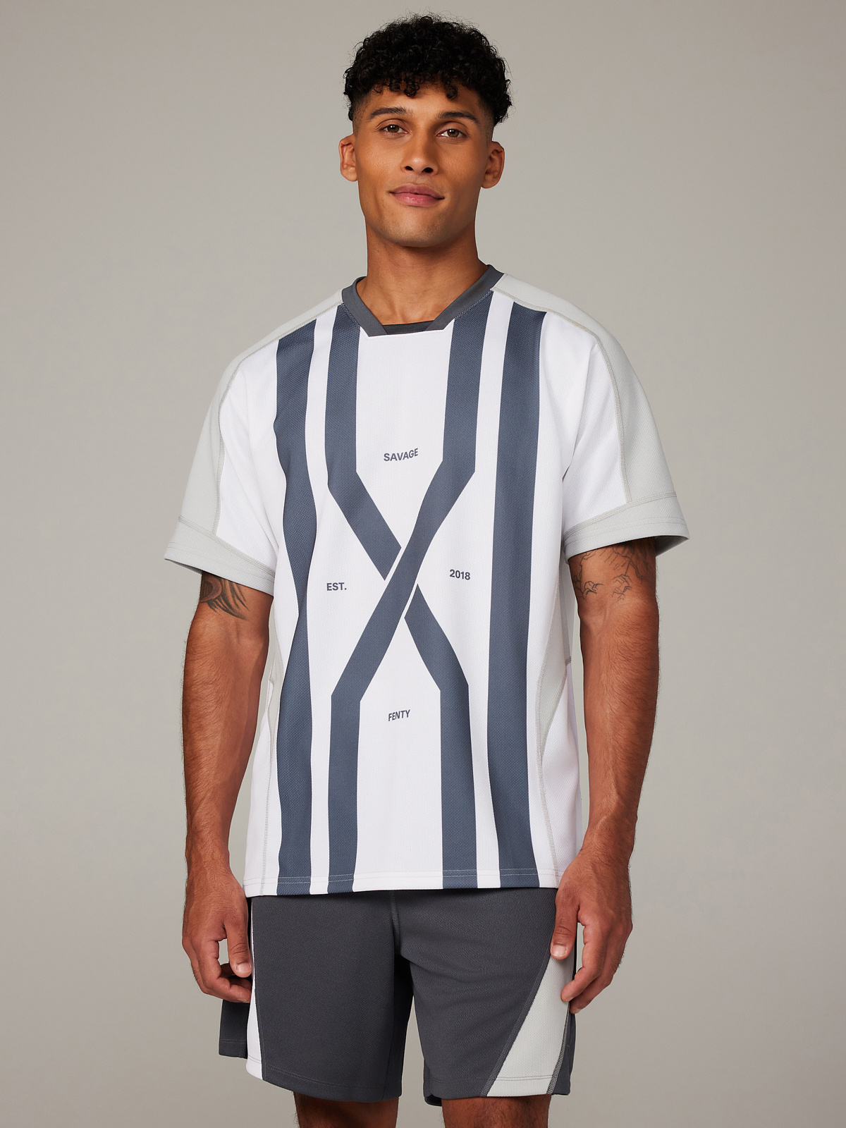League Short-Sleeve Jersey in Multi & Silver & White | SAVAGE X FENTY