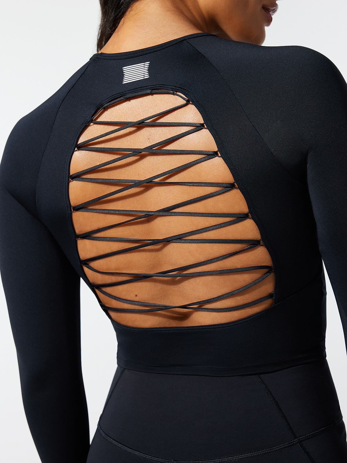 Lace Up Open-Back Long-Sleeve Top in Black | SAVAGE X FENTY UK United ...
