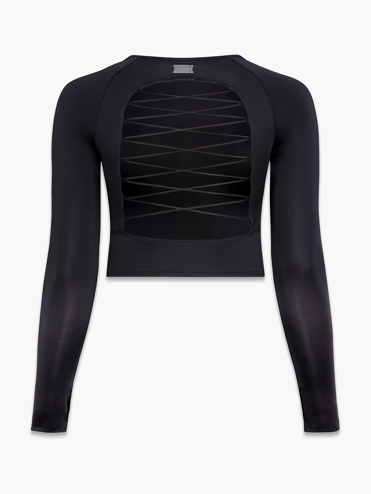 Black Long Sleeve Lace Up Top