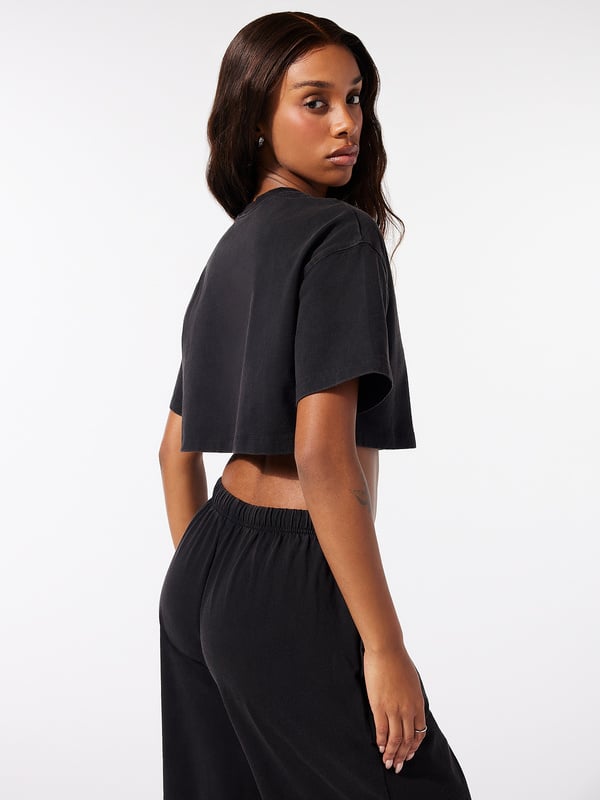 Essential Heavy Jersey Washed Cropped Tee