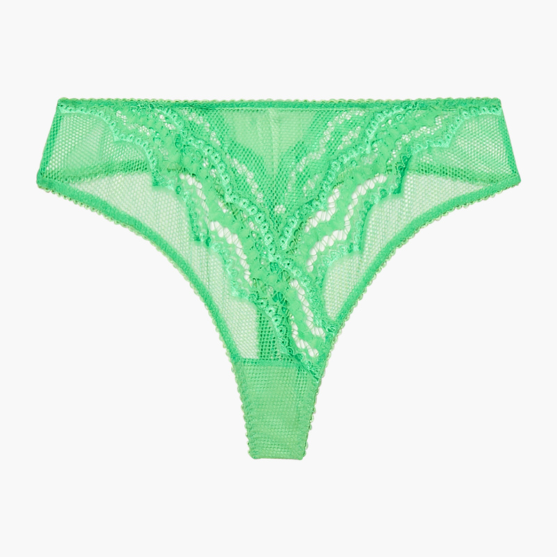 Morocco emerald daisy lace harness front hook bra and bra