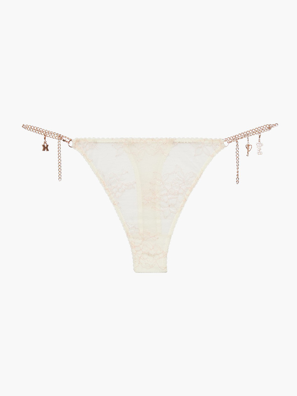 Lace Thong With Charms in Pink & White | SAVAGE X FENTY France