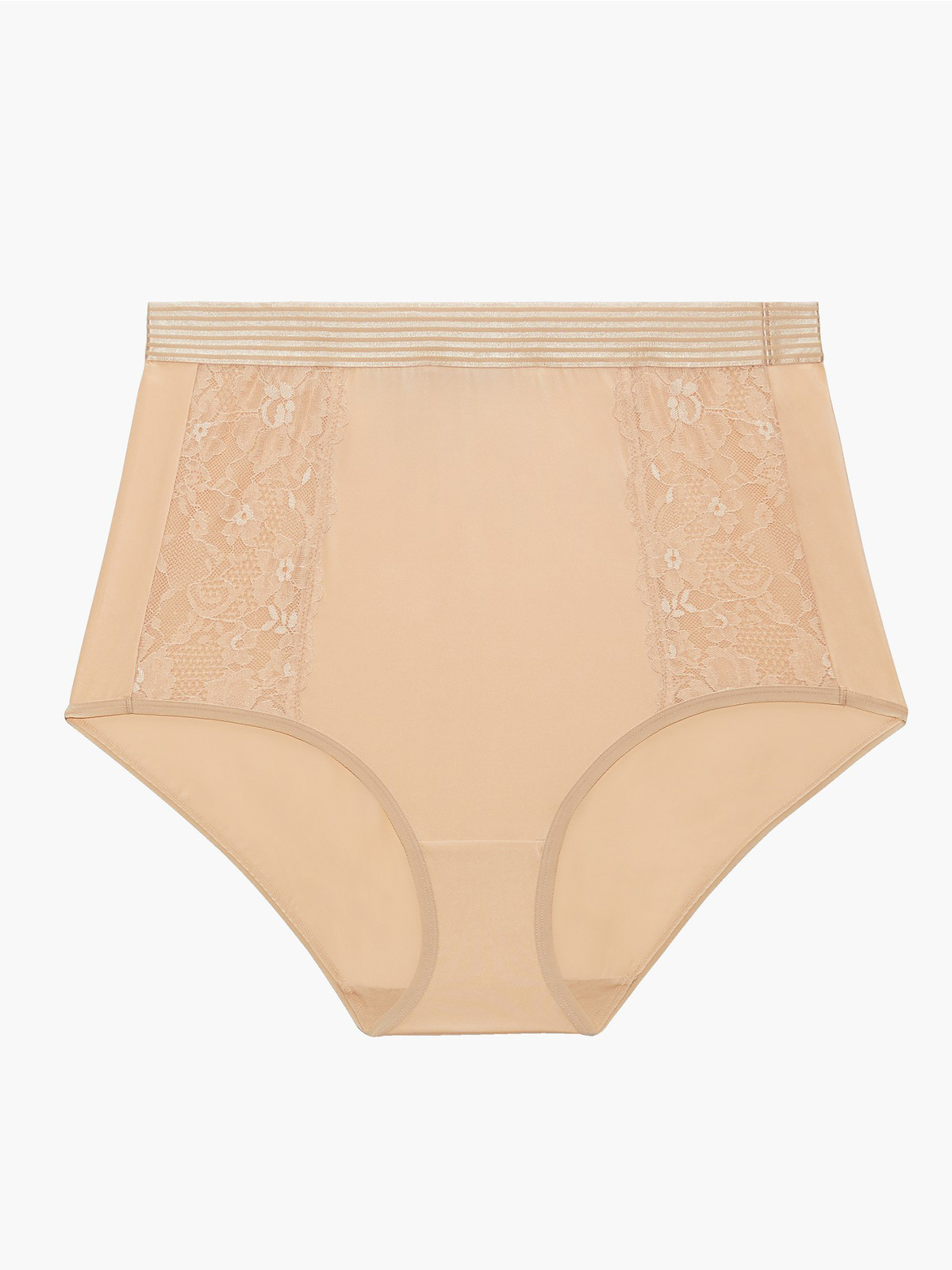 Floral Lace High-Waist Brief in Brown & Nude