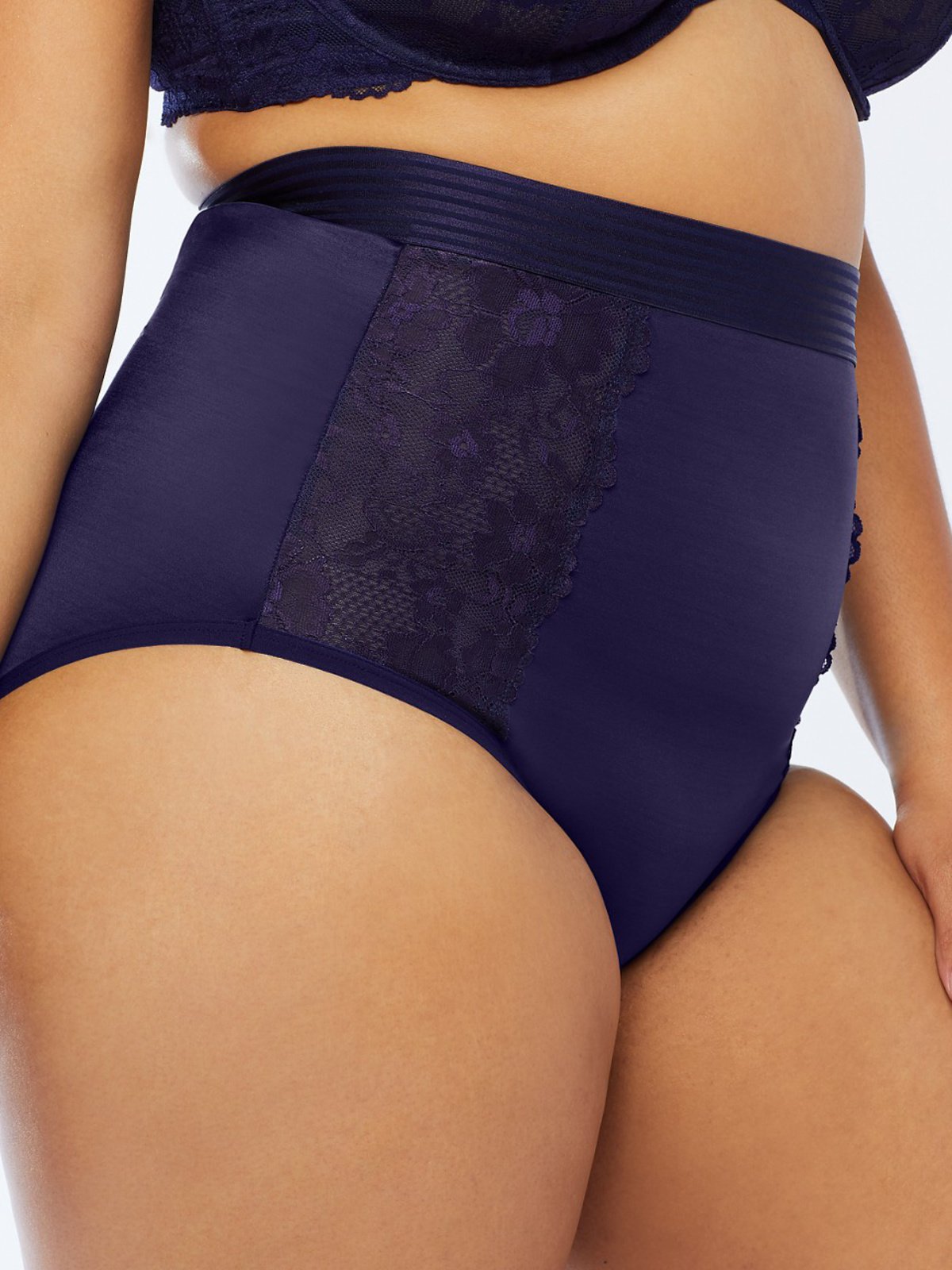 Women's Embraceable Super Soft Lace High-leg Underwear In Reflection Floral  M Navy Size Large 