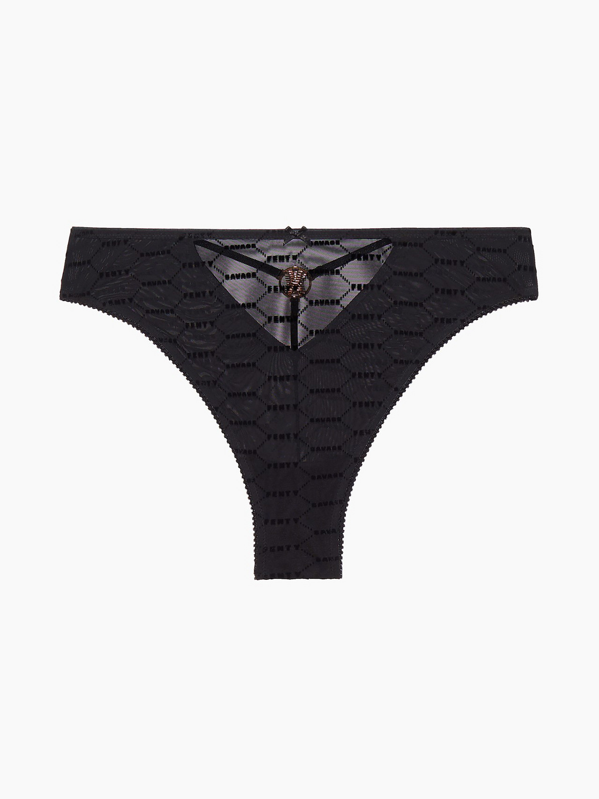 Flocked Logo Brazilian Panty in Black