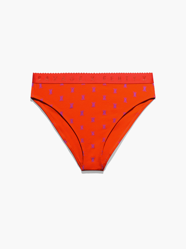 Savage X Cotton Jersey High-Leg Bikini in Multi & Orange | SAVAGE X FENTY