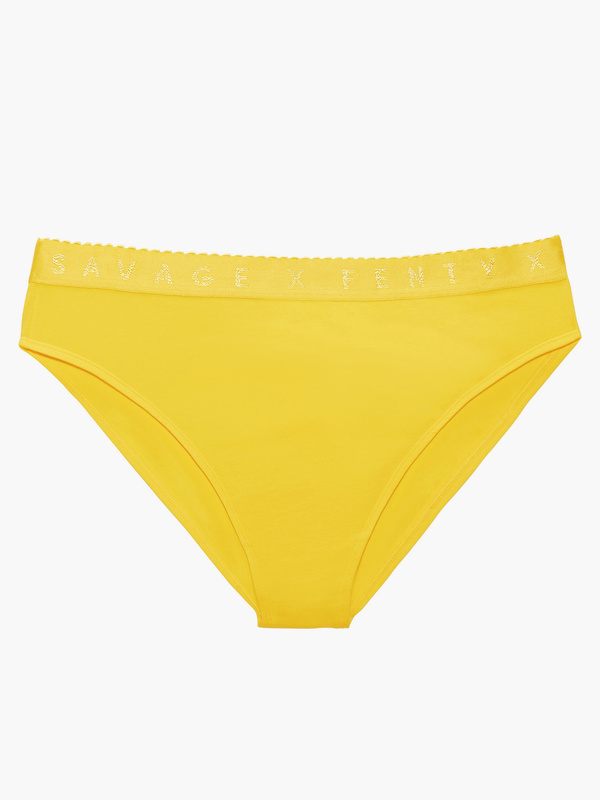 Savage X Cotton Jersey High Leg Bikini In Yellow Savage X Fenty 7678