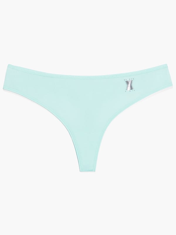 Core Microfiber Thong with Logo Waistband in Blue | SAVAGE X FENTY