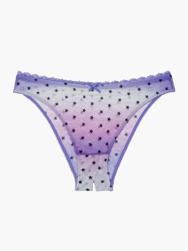 Metallic Stars Crotchless High Leg Bikini in Multi & Purple | SAVAGE X ...