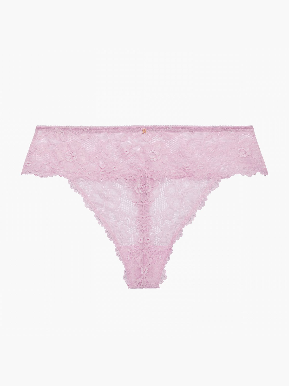 Floral Lace High-Waist Thong in Pink