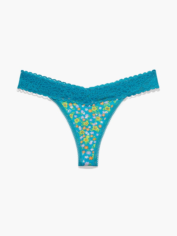 Cotton Essentials Thong in Blue & Green & Multi | SAVAGE X FENTY