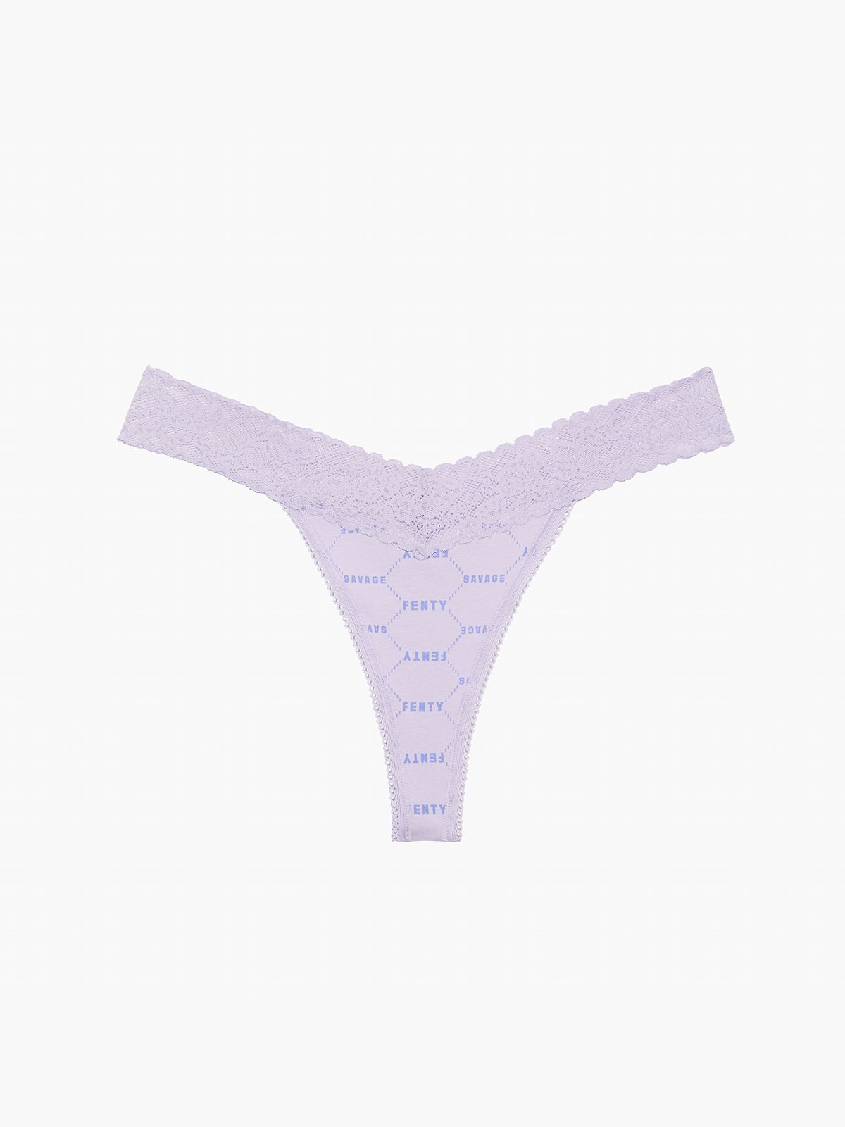 Cotton Essentials Lace-Trim Thong Panty in Multi & Purple