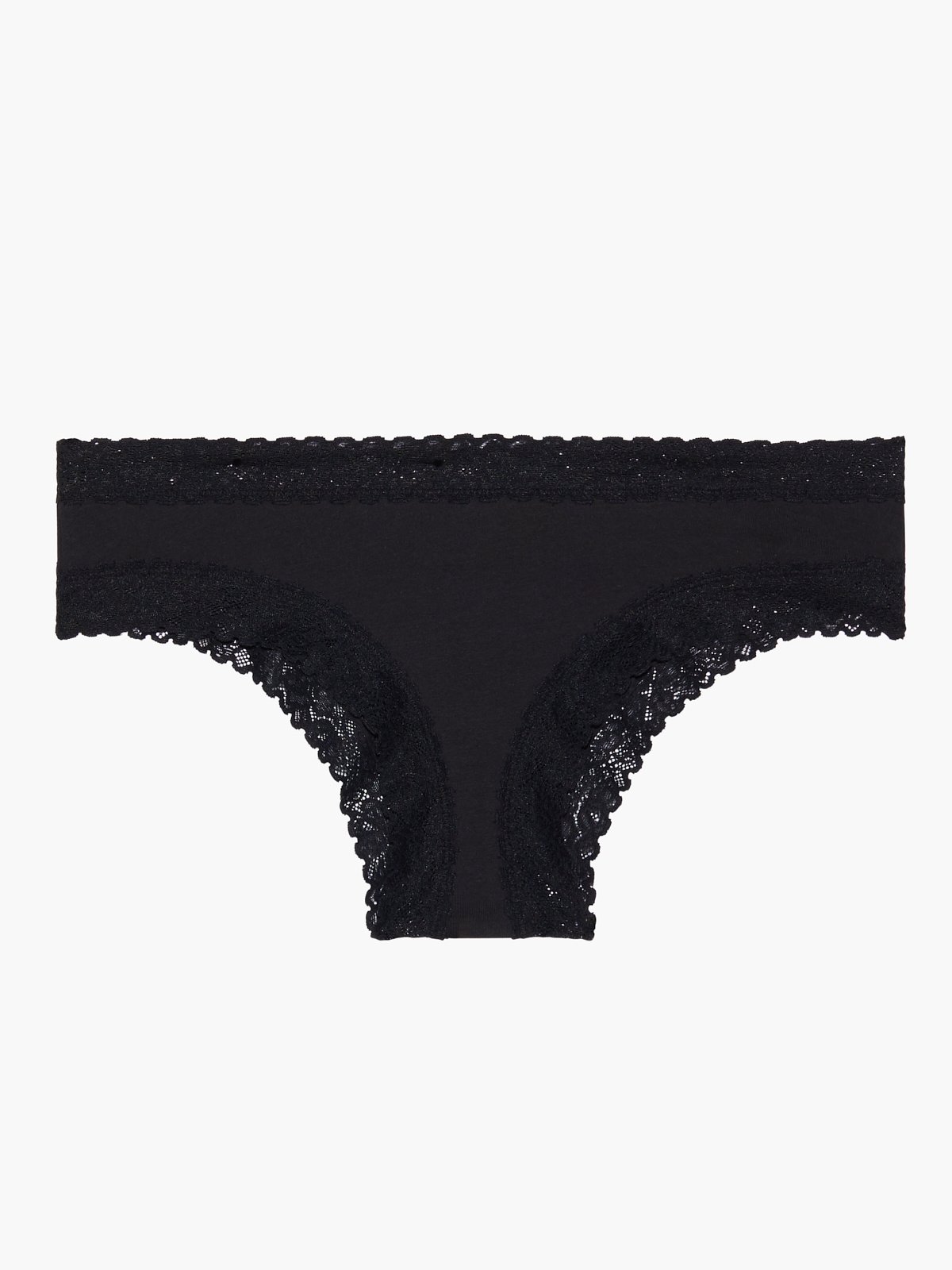 Cotton Essentials Lace-Trim Cheeky Panty in Black