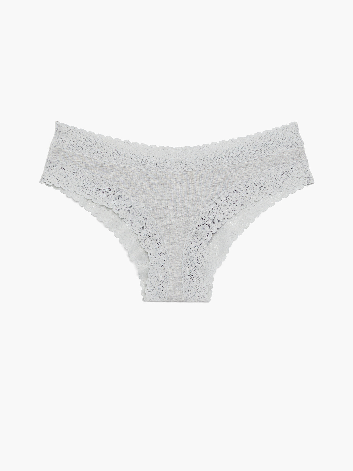 Cotton Essentials Lace-Trim Cheeky Panty in Grey