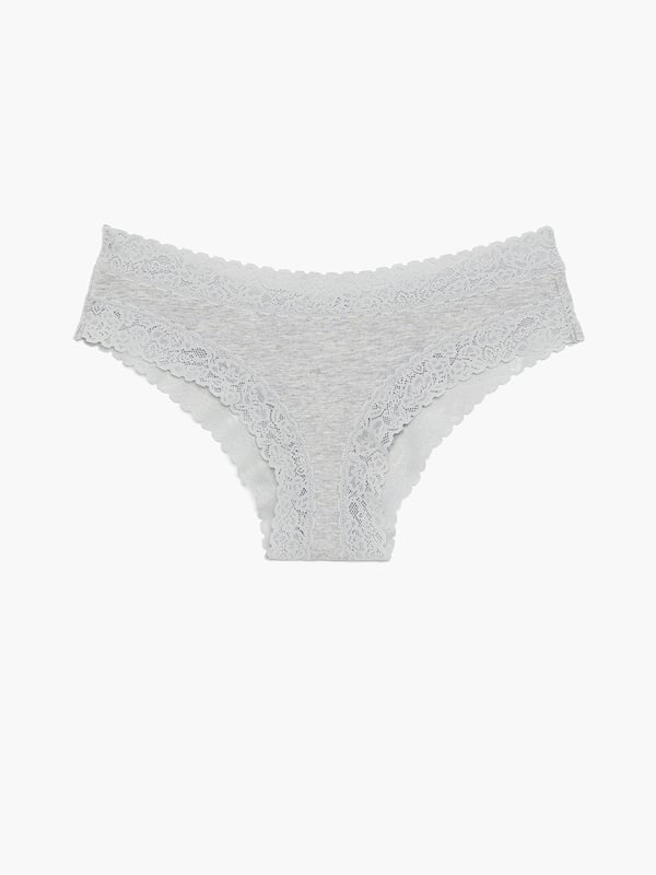 Cotton Essentials Lace-Trim Cheeky Panty in Grey | SAVAGE X FENTY