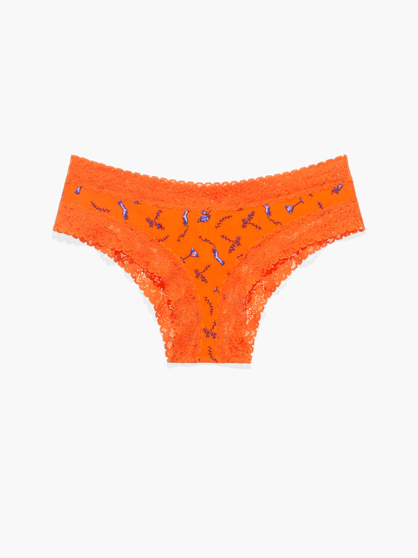 Cotton Essentials Lace-Trim Cheeky Panty in Multi & Orange & Red ...