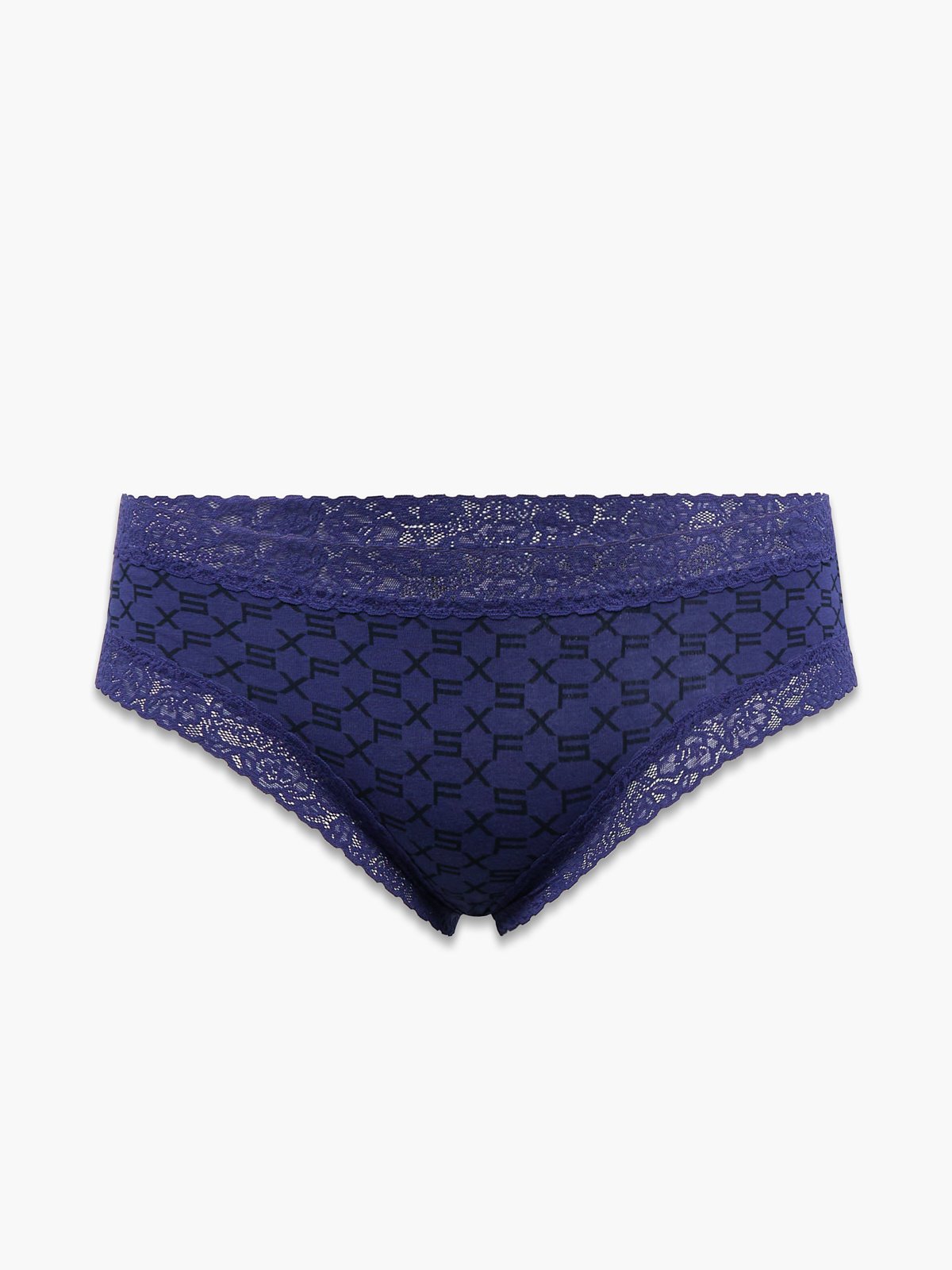 Cotton and Lace Band Cheeky Panty - Twilight blue