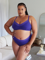 Cotton Essentials Lace-Trim Cheeky Panty in Blue & Purple