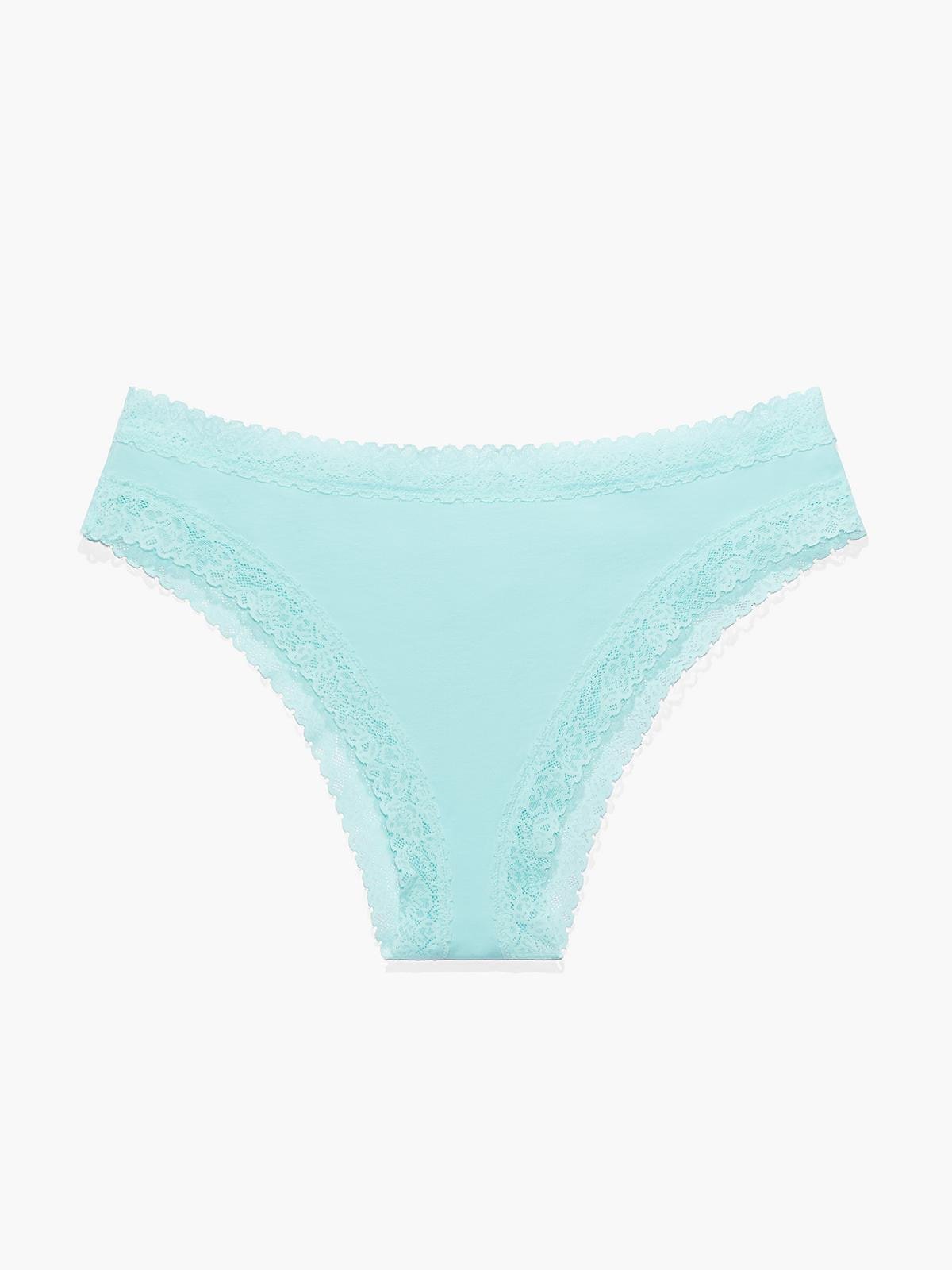 Cotton Essentials Lace-Trim Cheeky Panty in Blue
