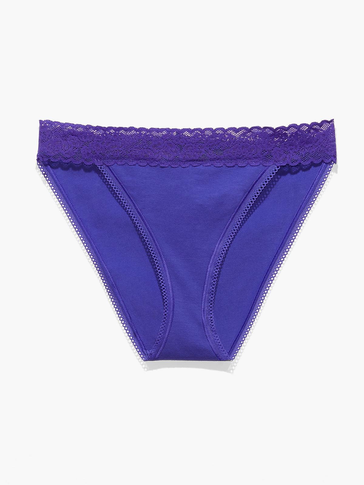 Cotton Essentials Lace-Trim Bikini in Blue & Purple | SAVAGE X FENTY