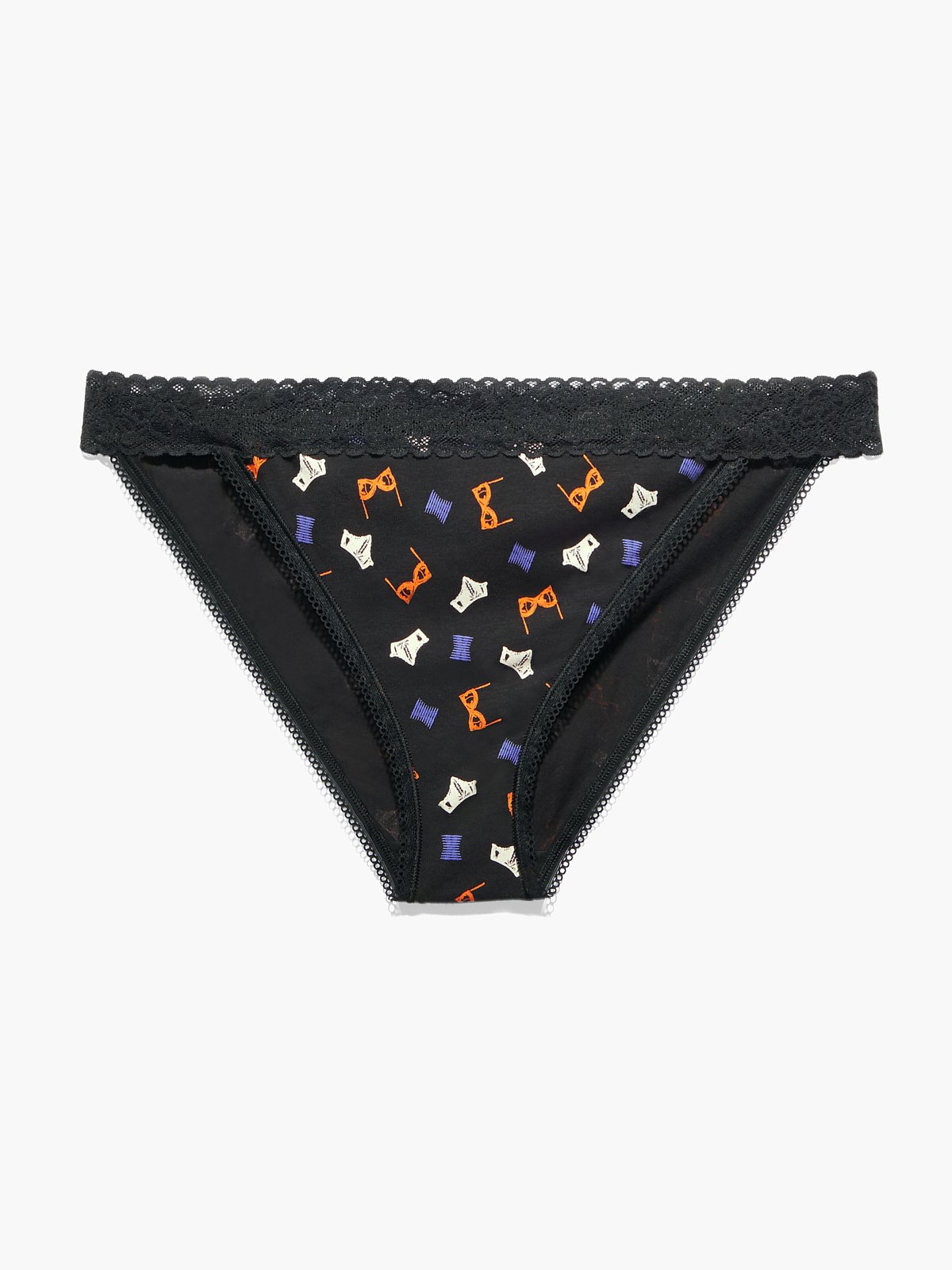 Women's Lace Trim Cotton Bikini Underwear - Auden™ Black XXL