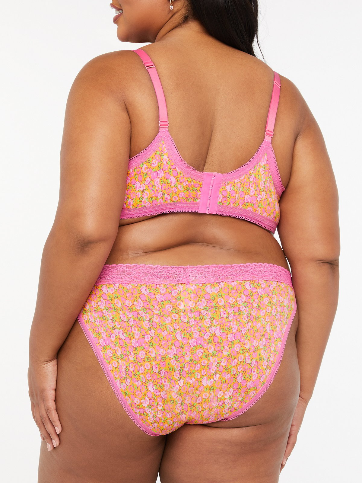 Cotton Essentials Lace-Trim Bikini in Multi & Pink | SAVAGE X FENTY