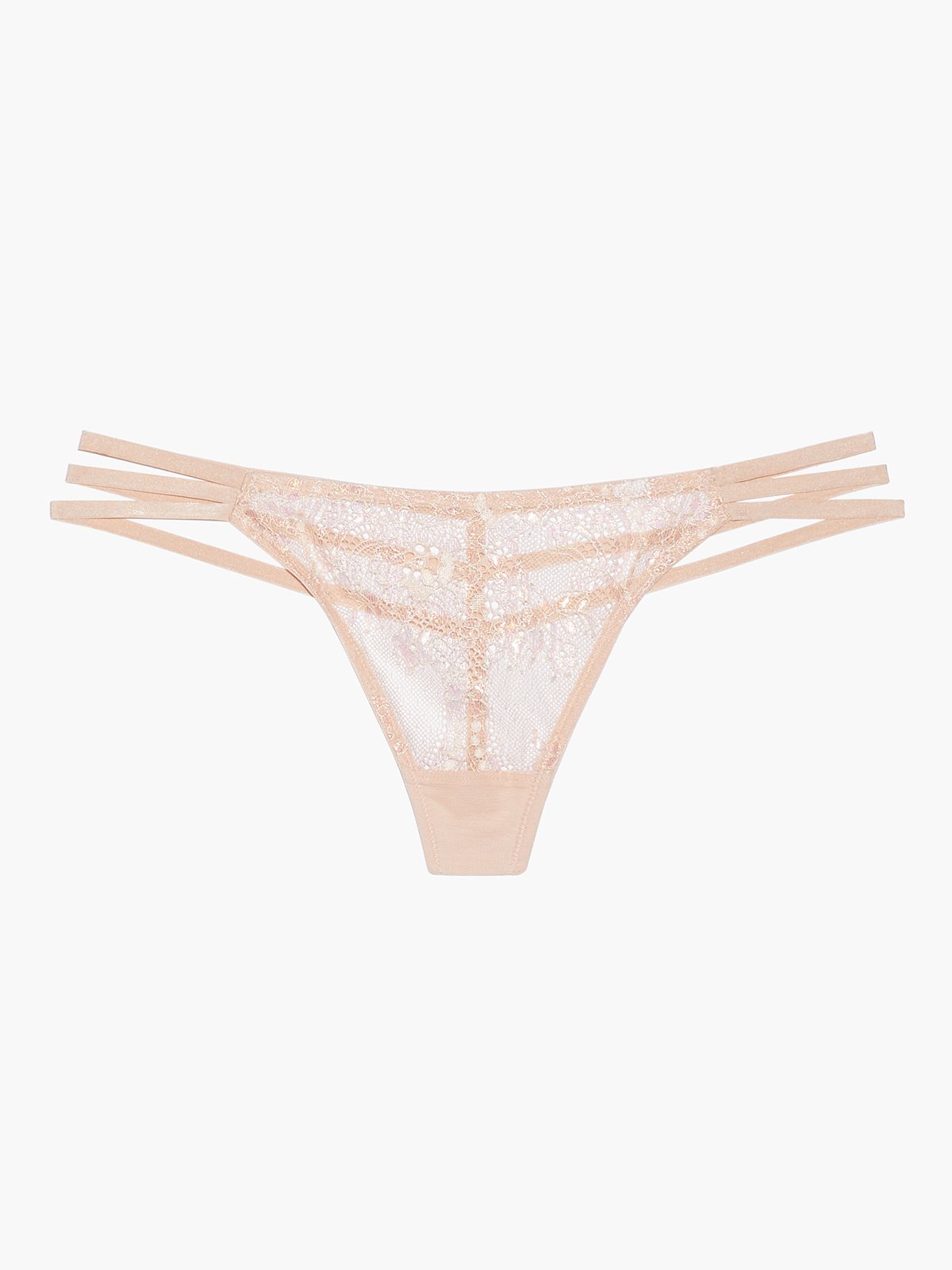 Hyper Real Metallic Lace Strappy G-String in Pink