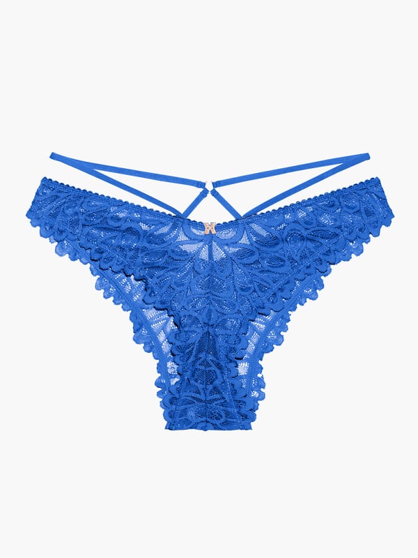 Savage Not Sorry Strappy Lace Brazilian In Blue Savage X Fenty 9606