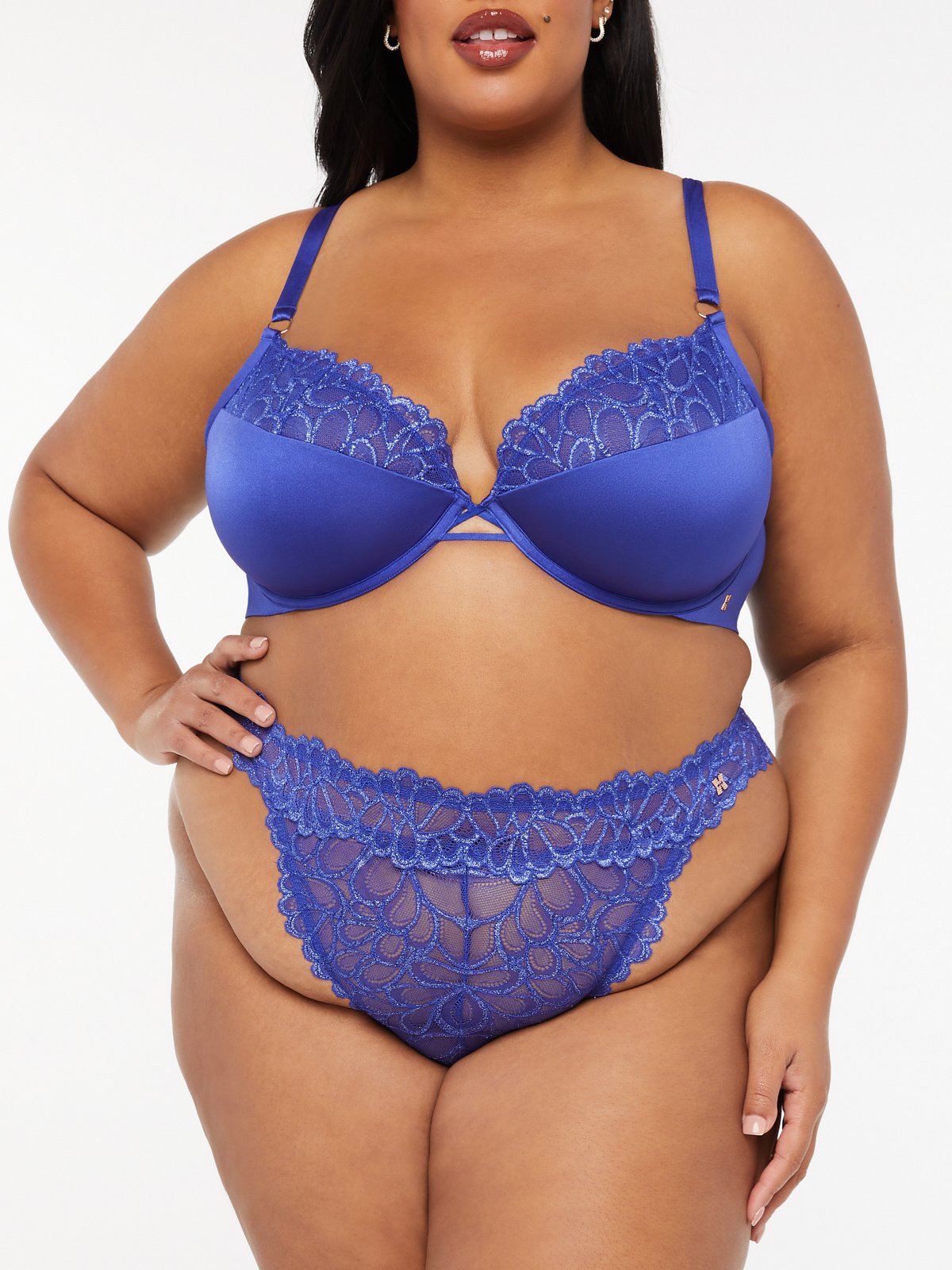 Savage Not Sorry Lace Thong Panty in Blue