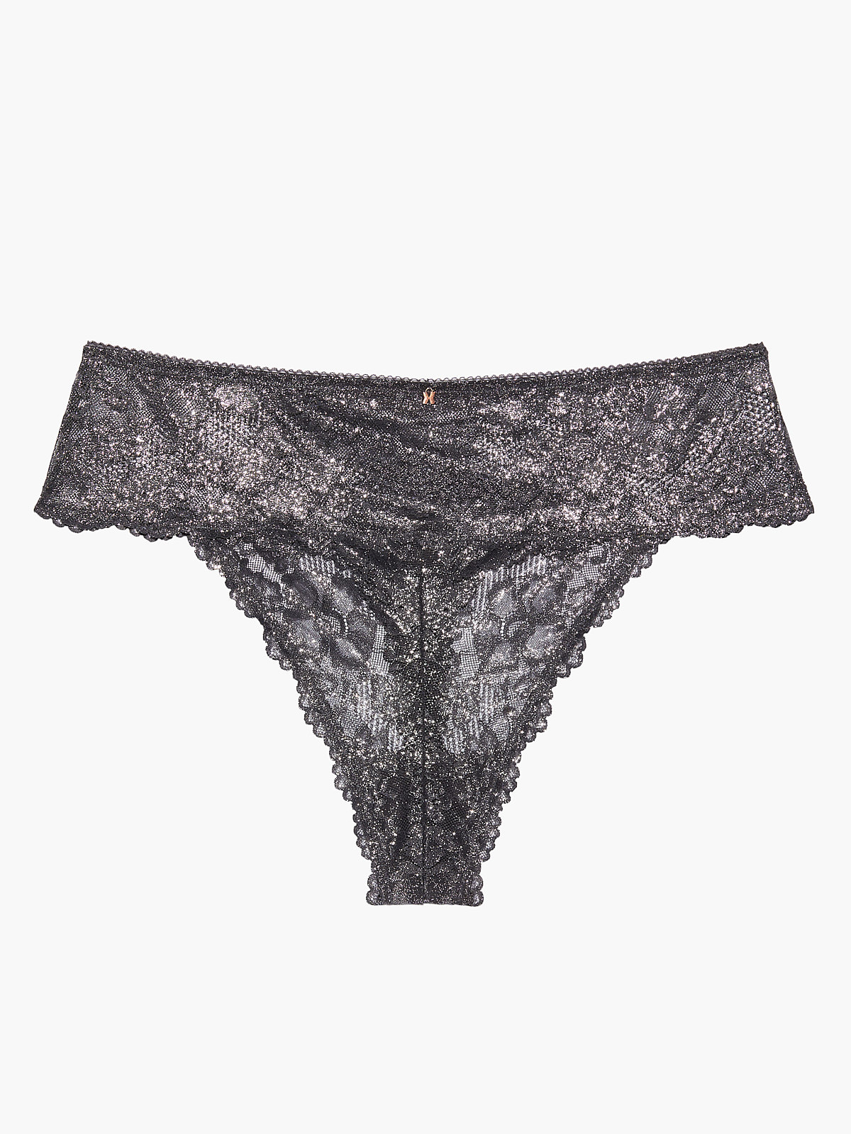 Victoria's Secret High-waist Thong Panty Black Mesh Floral Rhinestone Lace  M NWT