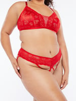 Candy Hearts Crotchless Strappy Undie in Red