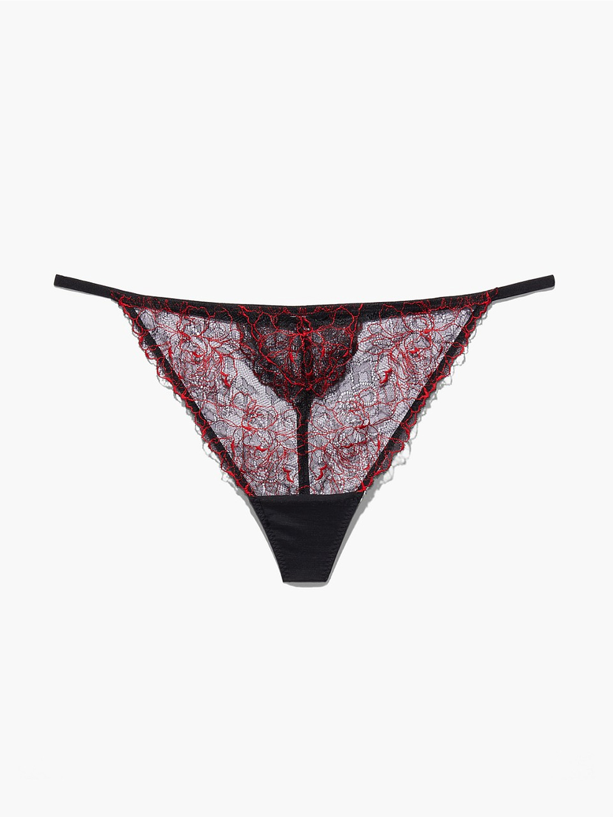 Embroidered Lace G-String in Black & Multi & Red | SAVAGE X FENTY