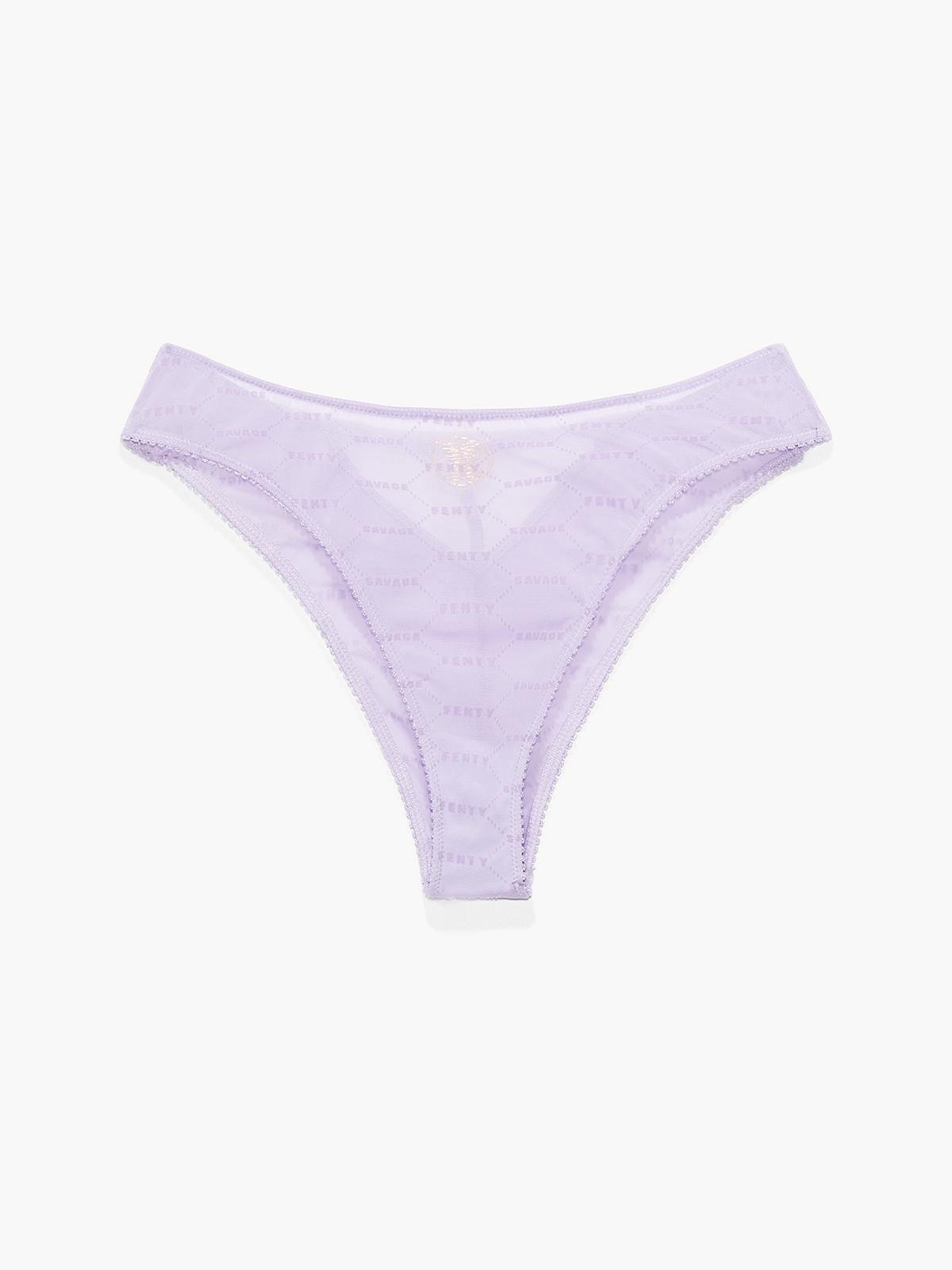 Flocked Logo Brazilian Panty in Purple