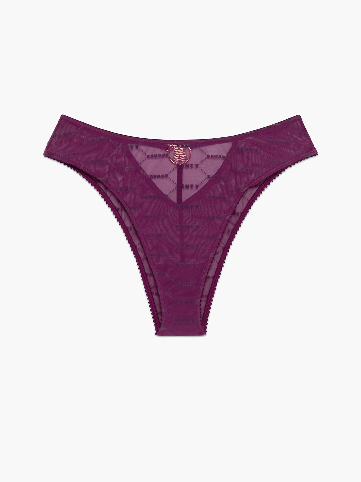 Flocked Logo Brazilian Panty in Purple